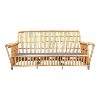 Vintage Coastal Palecek “Presidential” Stick Rattan Sofa For Sale