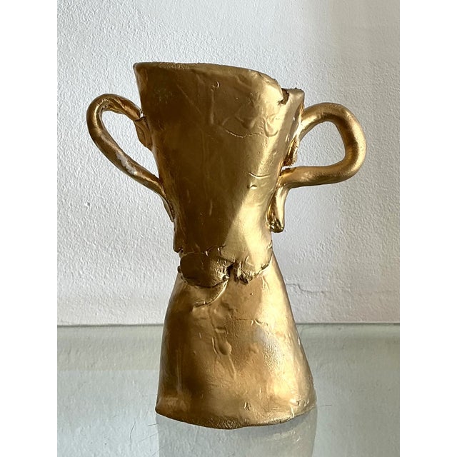 Vintage Ceramic Gold Plated Last Place Trophy For Sale - Image 4 of 12