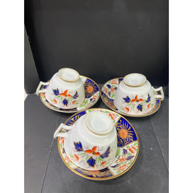 Early 20th Century English Imari Crab Pattern Tea Cups and Saucers Set- 6 Pieces For Sale In Washington DC - Image 6 of 12