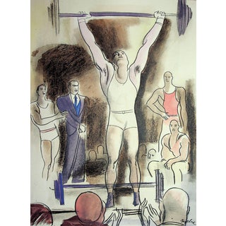 Milivoj Uzelac, Weightlifting: Weights and Dumbbells, 1932, Original Lithograph For Sale