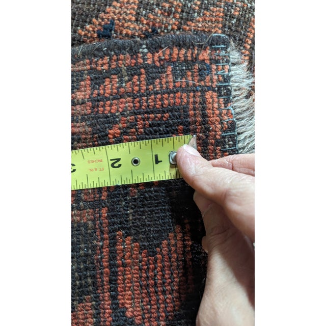 Vintage Hand Knotted Oriental Red & Black Geometric Area Rug Carpet 9' X 11' For Sale - Image 15 of 16