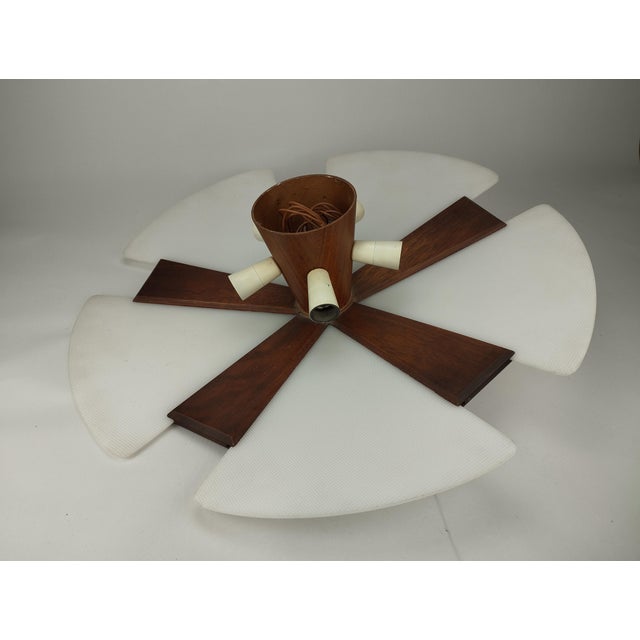 Wood Scandinavian Style Teak and Plastic Ceiling Light, 1960s For Sale - Image 7 of 11