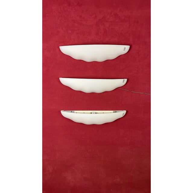 Large Leucos Wall Lamps in Opaline Blown Murano Glass, 1980s, Set of 3 For Sale - Image 10 of 18
