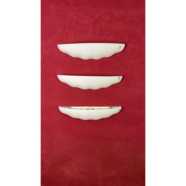 Large Wall Lamps in Opaline Blown Murano Glass from Leucos, 1980s, Set of 3 For Sale - Image 10 of 18