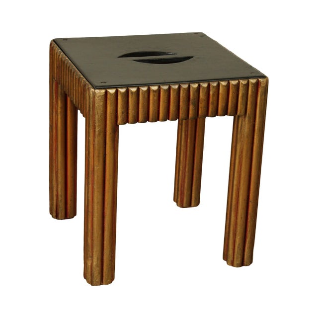 Vintage Art Deco Polychrome Painted Black and Gold Taboret Side Table For Sale - Image 13 of 13