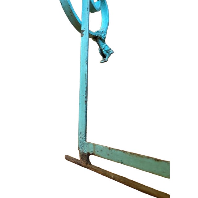 Antique Iron Mercantile Hanging Sign Frame in Turquoise For Sale - Image 15 of 18