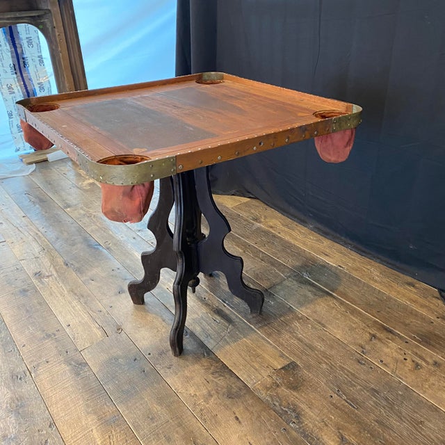 1900 - 1909 Antique Early Americana Games Card Table With Corner Pockets, Circa 1900 For Sale - Image 5 of 11