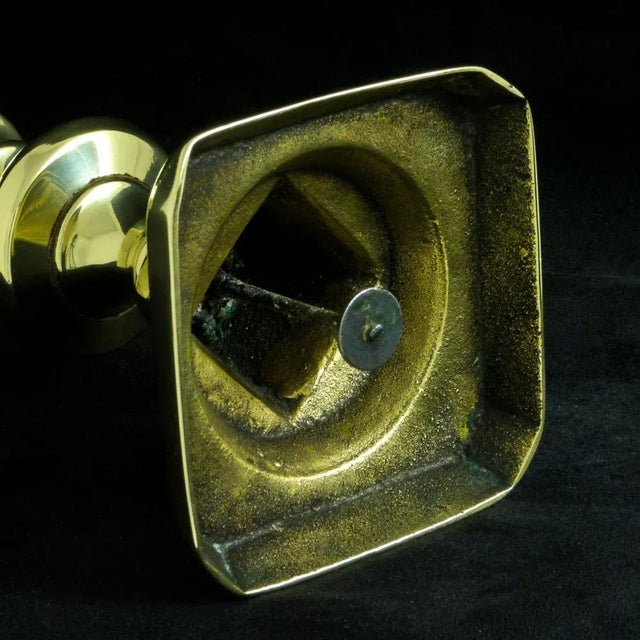 Victorian Knop-Stemmed Brass Candlesticks, Set of 2 For Sale - Image 3 of 10