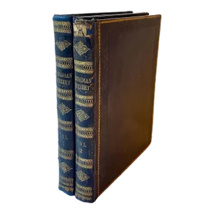 1842 Set First Edition Leather Bound Books: Canadian Scenery by N. P. Willis, Vol I-Ii