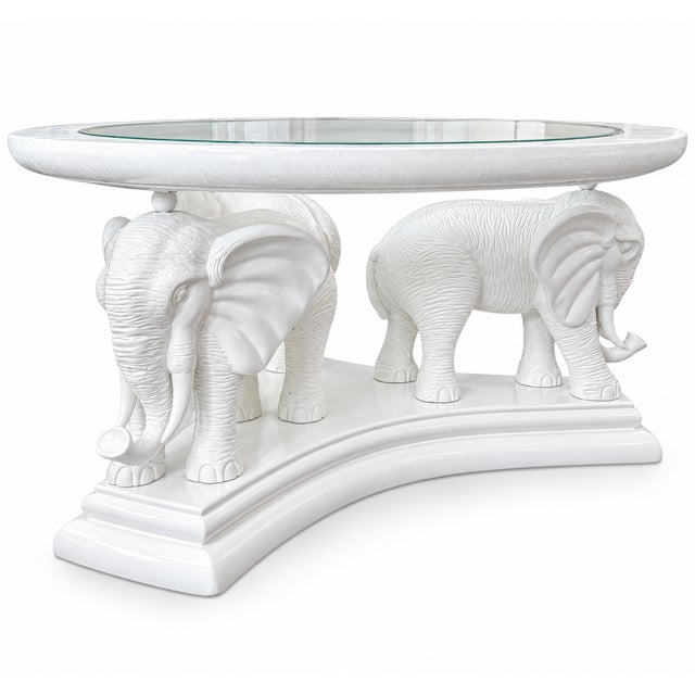 White Elephant Sculptural Coffee Table With Faux Shagreen Top Trim For Sale - Image 4 of 7