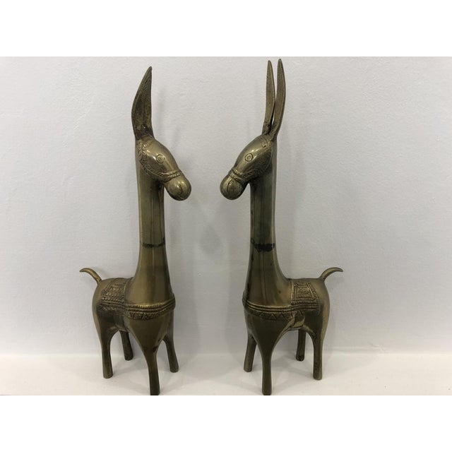 Gold Large Brass Donkey Statues, 1950s, Set of 2 For Sale - Image 8 of 15