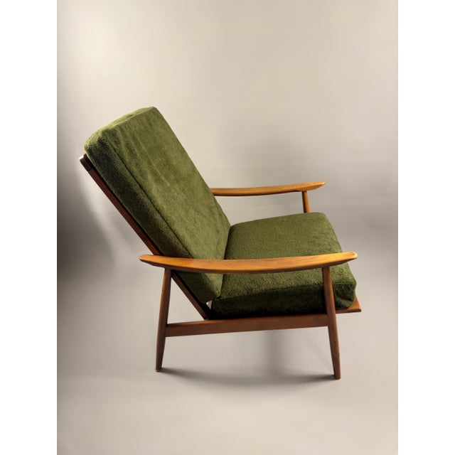 Vintage Scandinavian Lounge Chair in Green Upholstery and Beech Wood, 1960s For Sale - Image 6 of 17
