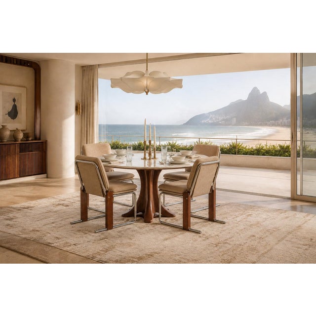 Percival Lafer “Contempo” Dining Chairs, Set of 4 — Hardwood, Chrome & Chenille, Brazil, 1970s - Lot 476B For Sale - Image 16 of 18