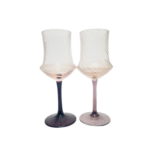 Art Deco Wine Glasses, Poland, 1930s, Set of 2 For Sale - Image 14 of 18