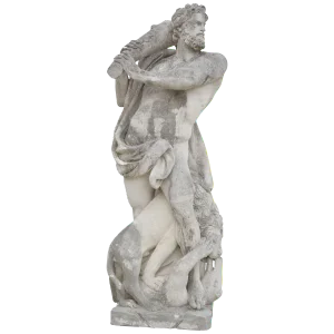 Late 19th Century Hand-Carved Limestone Statue Hercules "The Kill"