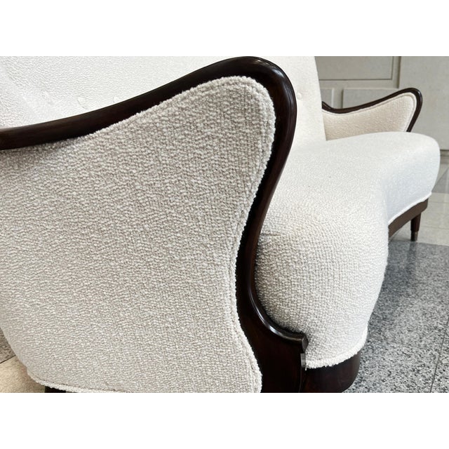 1940s Danish Modern Sofa by Alfred Christensen in Ivory Bouclé For Sale - Image 12 of 18
