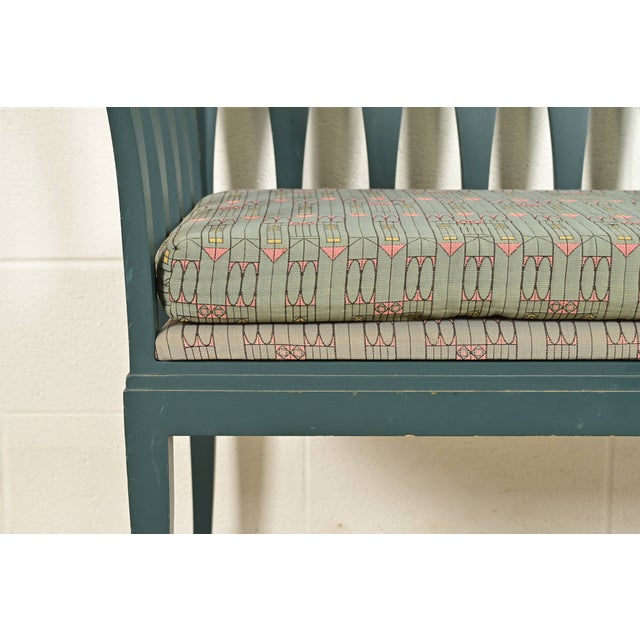 Eliel Saarinen Cranbrook "The Blue Settee" Art Nouveau Settle Sofa or Bench For Sale In South Bend - Image 6 of 12