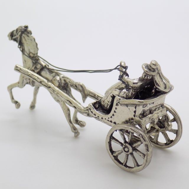 Vintage Italian Handmade Genuine Sterling Silver 925 Romantic Carriage Figurine For Sale - Image 6 of 11