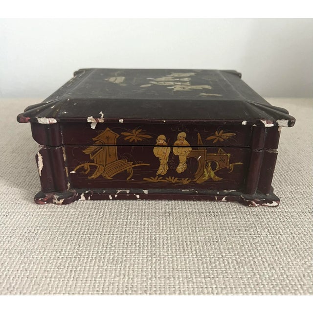 Mid 19th Century Antique 19th Century Chinese Wood Hand Carved Box For Sale - Image 5 of 12