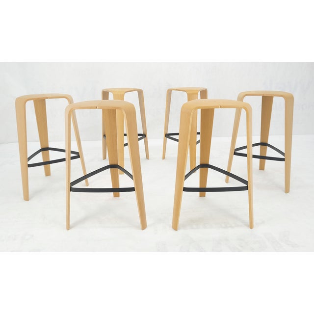 Set of 6 Molded Bent Plywood Bar Stools by Davis MINT! For Sale - Image 11 of 13