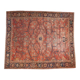 Antique Heriz Carpet - 12' x 14'8" For Sale