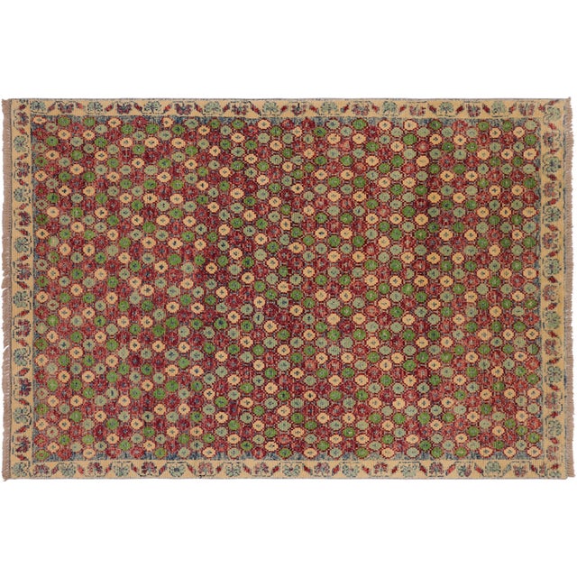 Shabby Chic Balochi Red/Beige Wool Rug - 4'0''x5'11'' For Sale - Image 10 of 11