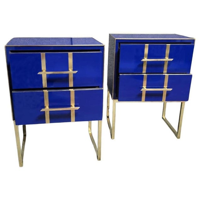 Blue Sapphire Murano Glass Bedside Tables from Justfurnituress SRL, Set of 2 For Sale - Image 12 of 12