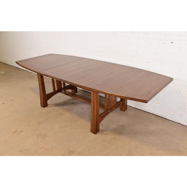 Stickley Style Mission Oak Arts & Crafts Extension Dining Table, Newly Refinished For Sale - Image 13 of 13