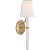 Visual Comfort Marie Flanigan for Visual Comfort Signature Abigail Large Sconce in Soft Brass & Clear Wavy Glass with Linen Shade For Sale - Image 4 of 5