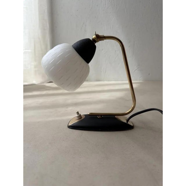 Vintage Brass and Frosted Glass Table Lamp For Sale - Image 10 of 11
