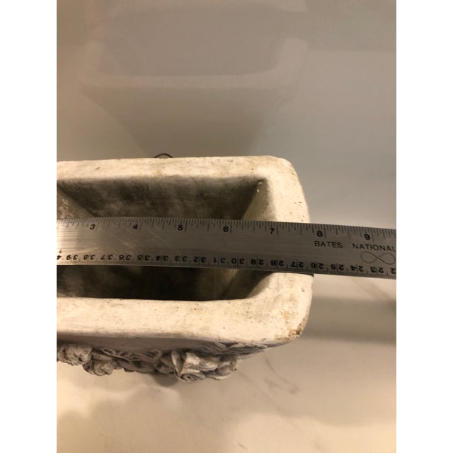 Sculpture Materials Vintage Concrete Planter With Floral Design For Sale - Image 7 of 9