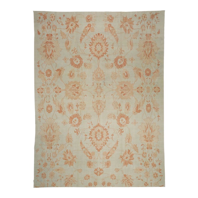 Modern Turkish Oushak Rug, 11'03 X 15'03. For Sale