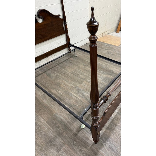 Wood Vintage Full Size Ethan Allen Georgian Court Solid Cherry Four Poster Bed For Sale - Image 7 of 18