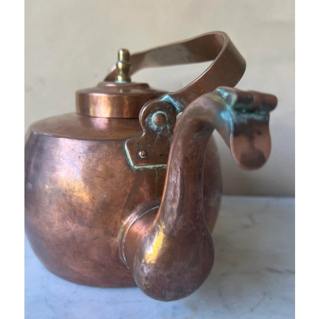 Farmhouse Antique Copper Kettle With Unique Handle For Sale - Image 3 of 12