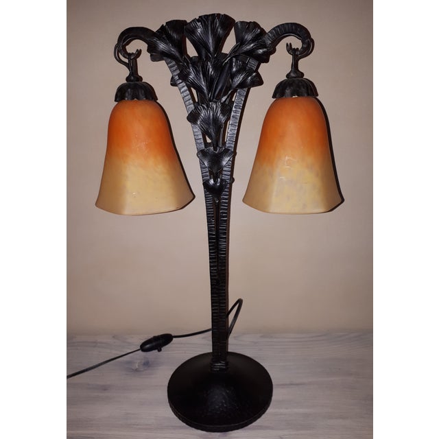 Art Deco Wrought Iron Lamp by Charles Schneider, 1920s For Sale - Image 3 of 12