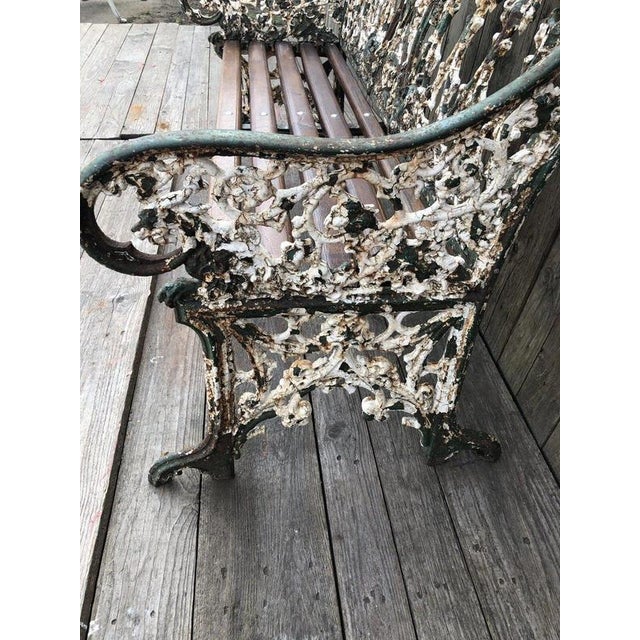Metal Gothic Revival Cast Iron Garden Bench with Registration from Coalbrookdale For Sale - Image 7 of 13