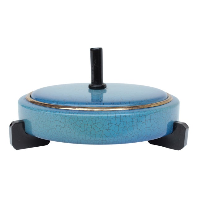 Art Deco Blue Makeup Compact, 1930s For Sale