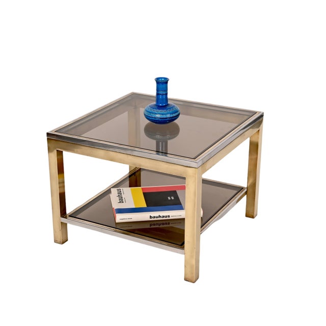 Mid-Century Italian Brass Chrome and Glass Coffee Table, 1970s For Sale - Image 17 of 18