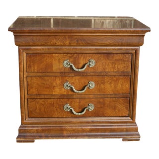1990s Henredon Charles X Collection Triple Burl Wood Nightstand For Sale