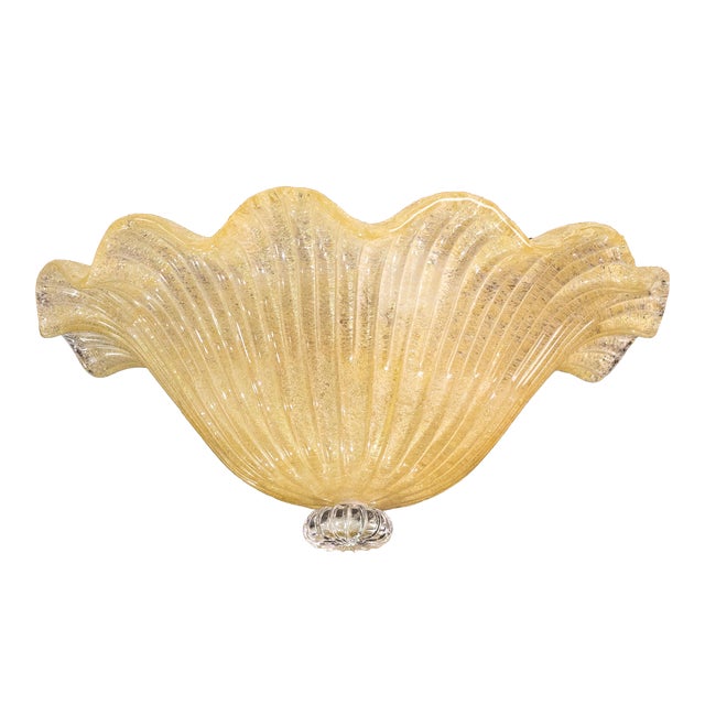 Murano Gold Ceiling Light Flower by Barovier & Toso, 1970 For Sale