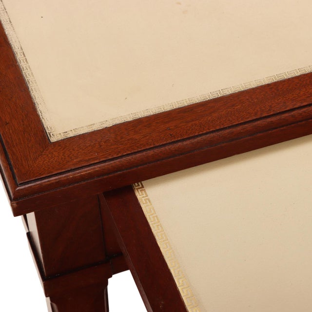 Leather Top Mahogany Writing Desk in the Manner of Jean-Michel Frank, C. 1940 For Sale In Philadelphia - Image 6 of 7