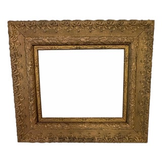 Antique Handmade Wood and Gesso Frame With Ornate Trailing Flowers Design For Sale