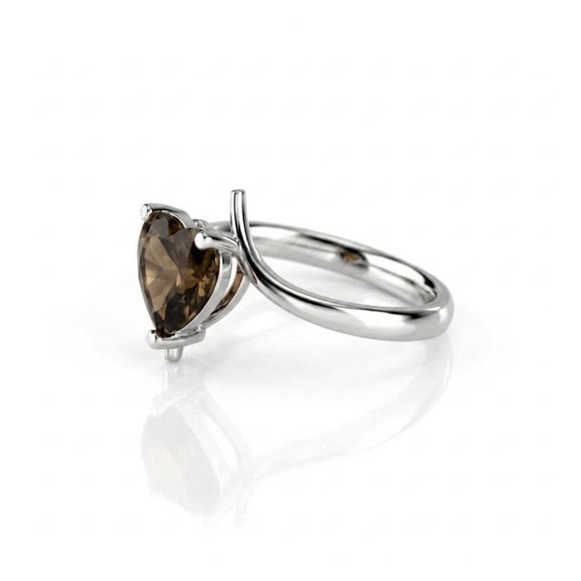 Not Yet Made - Made To Order Heart Cut Brown Gemstone Ring, Smoky Topaz 925 Silver Ring Us 7 For Sale - Image 5 of 5
