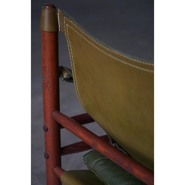 Animal Skin Sirocco Safari Chairs in Ash and Green Leather attributed to Arne Norell for Aneby Mobler, 1960s, Set of 2 For Sale - Image 7 of 18