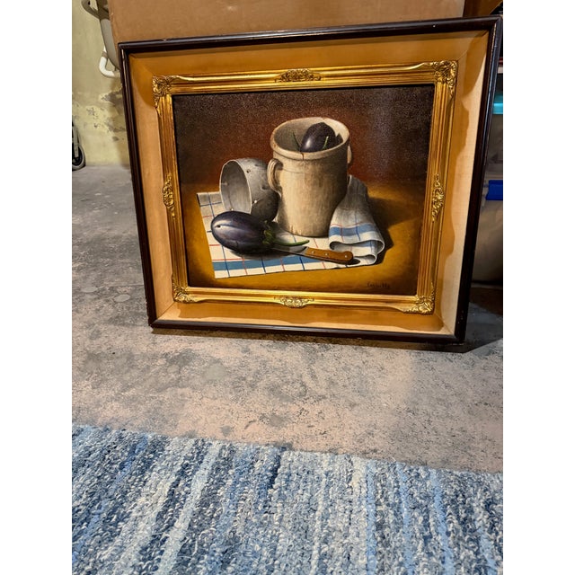 1970s Still Life With Eggplants by Vincenzo Errichiello For Sale - Image 13 of 16