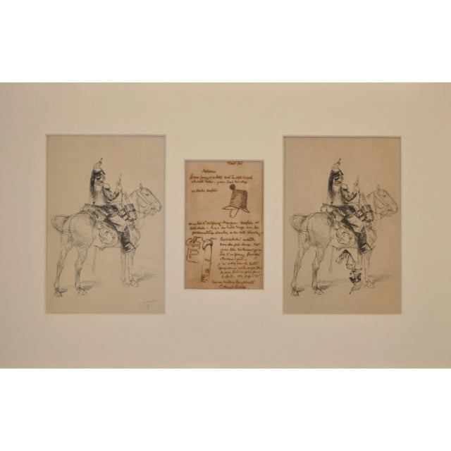 Paper Edouard Detaille (1849-1912) Drawing, Etching and Illustrated Letter C.1875 For Sale - Image 7 of 7