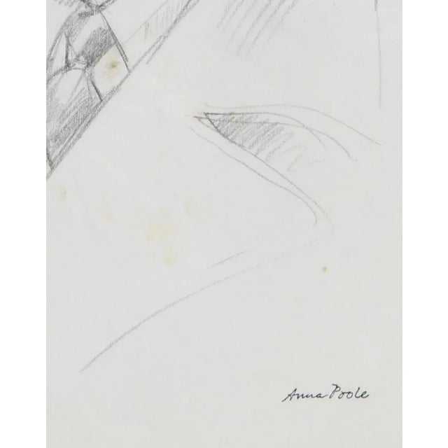 This late 20th century graphite portrait drawing is by Swedish-American artist Anna Poole (1960-2012). Poole left Sweden...