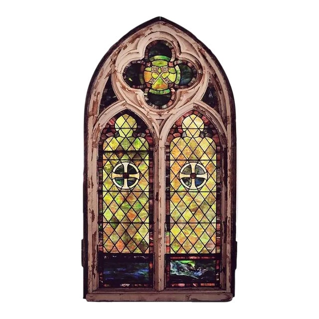Stained Glass Window - Antique Gothic Revival Style For Sale