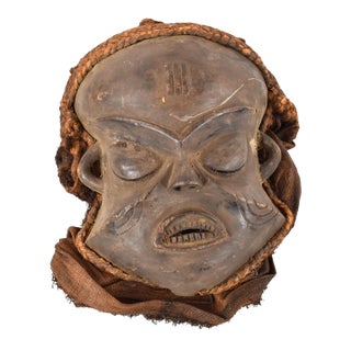 Early 20th Century Pende Mask with Woven Hood For Sale