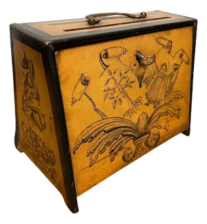 19th Century English Victorian Hand Painted Letter Box, Dated 1890